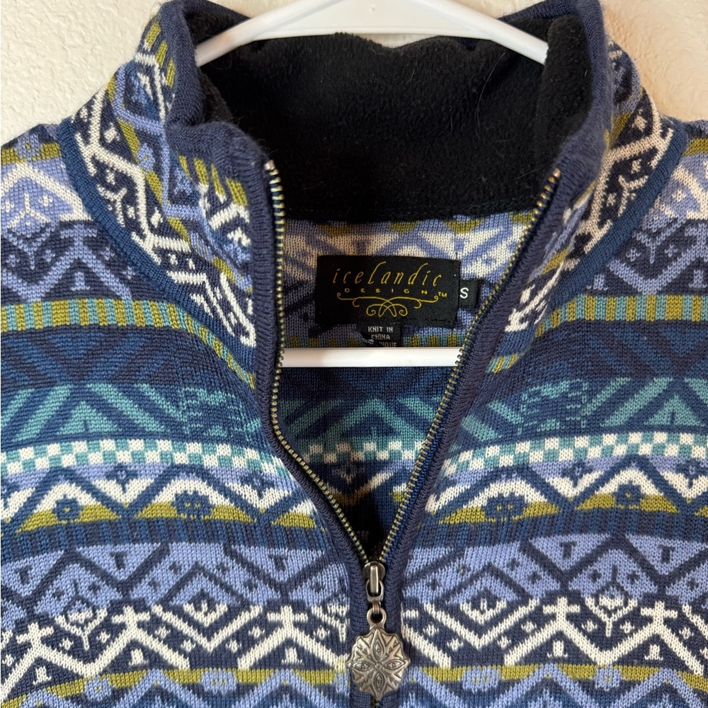 ICELANDIC DESIGNS Fair Isle Wool Full Zip Sweater - Picture 5 of 17
